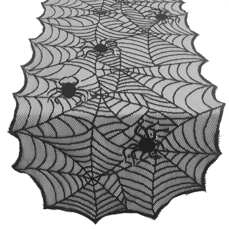 Crna čipkasta stolna runner s motivom paukove mreže za Halloween, dom i zabava dekoracije