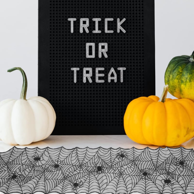 Crna čipkasta stolna runner s motivom paukove mreže za Halloween, dom i zabava dekoracije