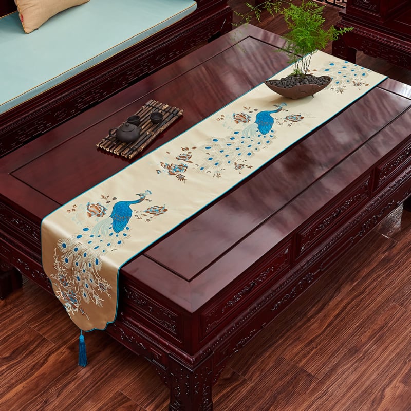 Table Flag Runner za stolom, Novi kineski stil, Zen inspiracija, Mješavina tkanina s polyesterom, Prilagodba dostupna, Kineski vjetar uzorak, Pogodno za dnevni boravak, spavaću sobu, ured