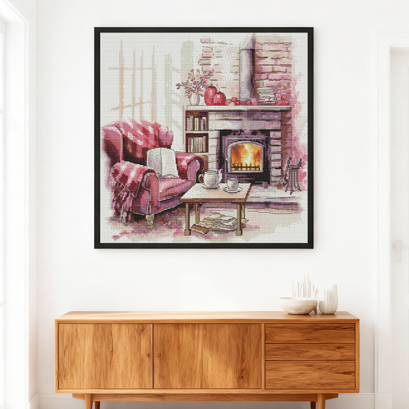 Kit de broderie cu cruci: model peisaj, stil Nordic, pânză ecologică 14ct, broderie cu cruce, marcă Needle kung fu