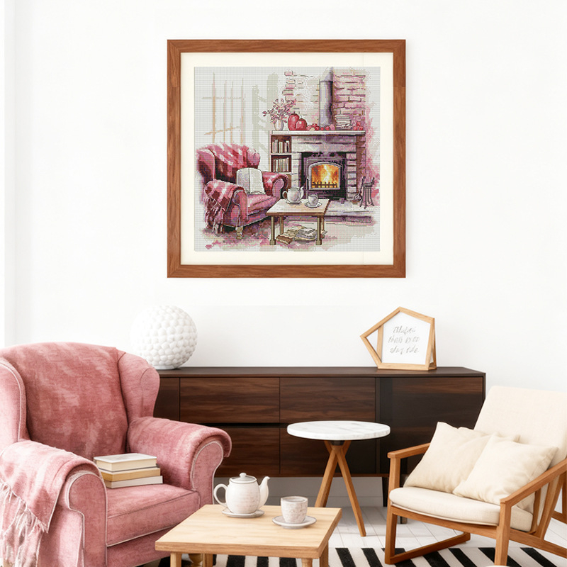 Kit de broderie cu cruci: model peisaj, stil Nordic, pânză ecologică 14ct, broderie cu cruce, marcă Needle kung fu