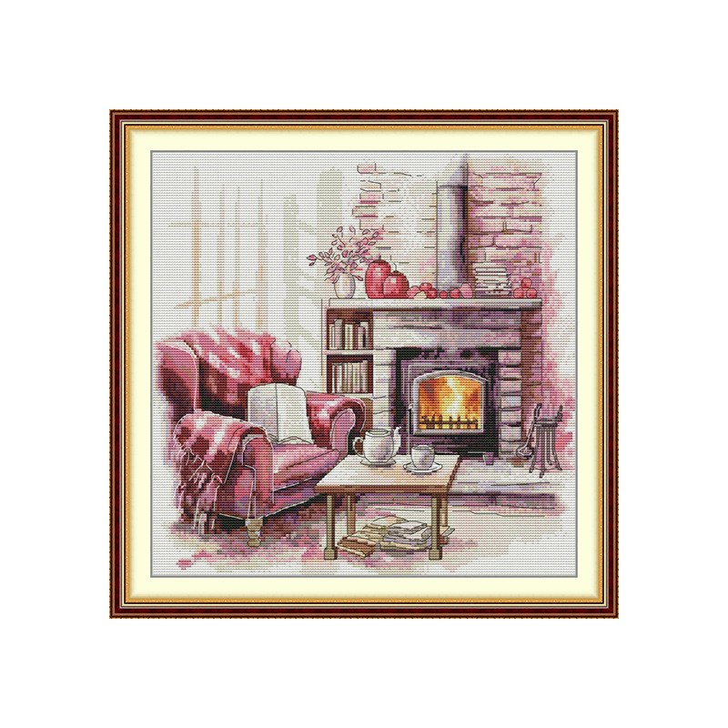 Kit de broderie cu cruci: model peisaj, stil Nordic, pânză ecologică 14ct, broderie cu cruce, marcă Needle kung fu