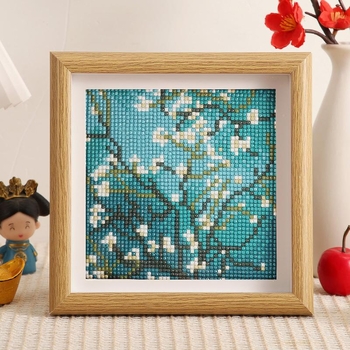 Okvirna dijamantna slika: Van Gogh – Zvjezdana noć i suncokreti, za početnike, DIY, potpuno prekrivanje dijamantima, stalak za izlaganje