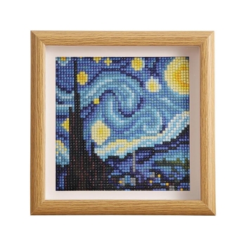 Okvirna dijamantna slika: Van Gogh – Zvjezdana noć i suncokreti, za početnike, DIY, potpuno prekrivanje dijamantima, stalak za izlaganje