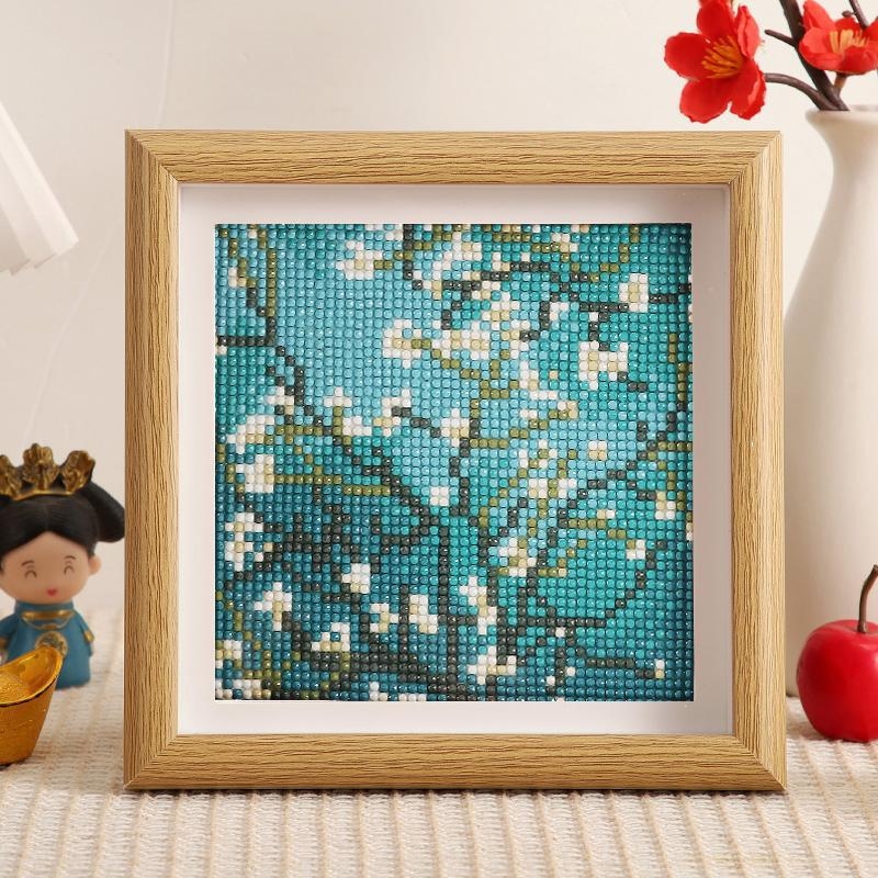Okvirna dijamantna slika: Van Gogh – Zvjezdana noć i suncokreti, za početnike, DIY, potpuno prekrivanje dijamantima, stalak za izlaganje