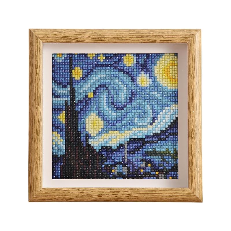 Okvirna dijamantna slika: Van Gogh – Zvjezdana noć i suncokreti, za početnike, DIY, potpuno prekrivanje dijamantima, stalak za izlaganje