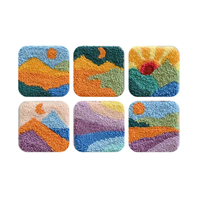 Punch Needle DIY poháralátét készlet – textil, virágok/fű/levelek mintázat, hímzőkészlet, márka Gatyztory, termékkód Pkbd0170