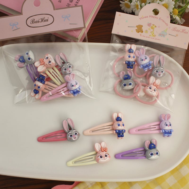 Dječja kopča za kosu – policijski zec iz crtanog filma, ručna izrada, plastika/smola, serija Princeza