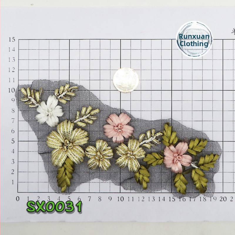 3D dervos gėlių pleistras drabužiams - rankų darbo DIY aksesuaras, prekinis ženklas Runxuan Clothing