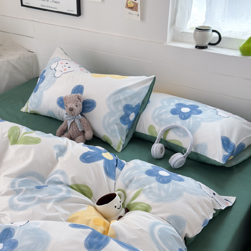 Jastučnica s crtić stilom za jednokrevetni krevet – studentska soba, cijelo godišnje korištenje (100% poliester; reaktivno tiskanje; materijal: poliester)