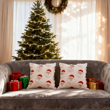 Jastučnica u američkom stilu bez umetka, s broderijom Djeda Božićnjaka, božićna dekoracija za dom