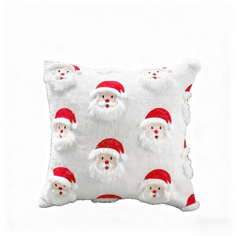 Jastučnica u američkom stilu bez umetka, s broderijom Djeda Božićnjaka, božićna dekoracija za dom