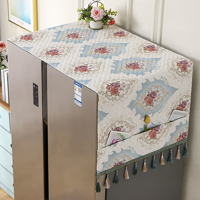 Acoperire de praf pentru frigider din poliester – pentru uși duble sau o ușă, stil simplu și modern, Spațiu 10122