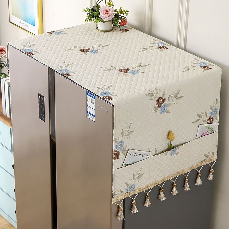 Acoperire de praf pentru frigider din poliester – pentru uși duble sau o ușă, stil simplu și modern, Spațiu 10122