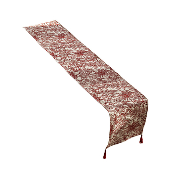 Steag de masă, dreptunghiular, din bumbac și in, model floral, protecție împotriva prafului