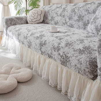 Capac de canapea din catifea jacquard, universal, stil minimalist, acoperire completă fără fermoar, imprimeu floral vegetal