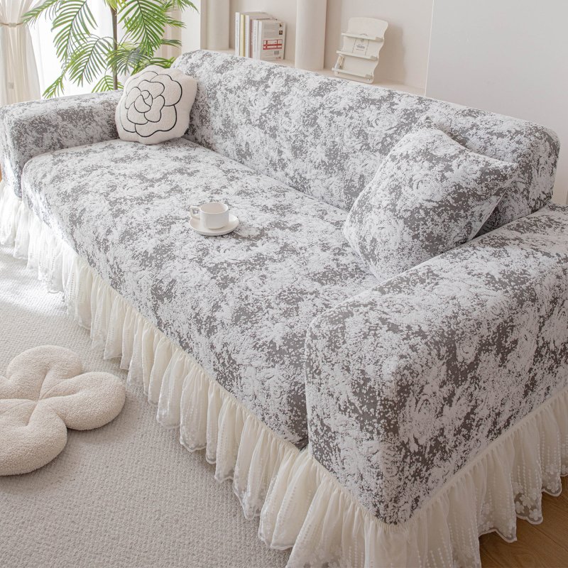 Capac de canapea din catifea jacquard, universal, stil minimalist, acoperire completă fără fermoar, imprimeu floral vegetal