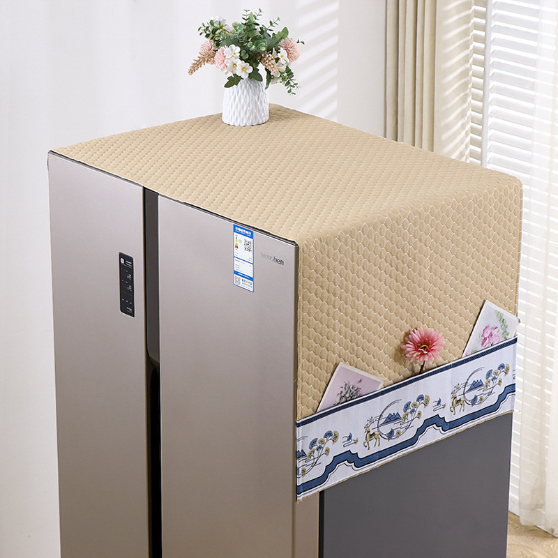 Husă de praf pentru frigider din material textil, potrivită pentru modele cu o ușă sau două, protecție împotriva prafului pentru sufragerie