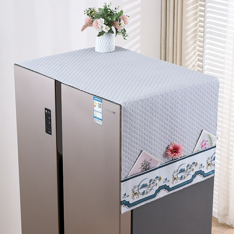 Husă de praf pentru frigider din material textil, potrivită pentru modele cu o ușă sau două, protecție împotriva prafului pentru sufragerie