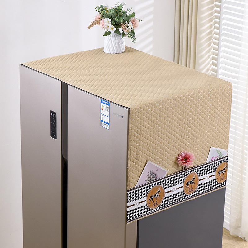 Husă de praf pentru frigider din material textil, potrivită pentru modele cu o ușă sau două, protecție împotriva prafului pentru sufragerie