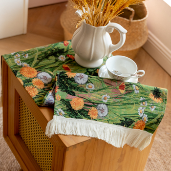 Husă de praf pentru noptiere – jacquard, stil pictură în ulei, poliester, dreptunghiular, potrivit pentru living, dormitor, birou.