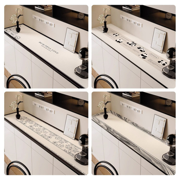 Covoraș protector pentru suprafața mesei, pentru sideboard și suport TV, dreptunghiular, stil modern minimalist, modele în dungi, grilă și floral