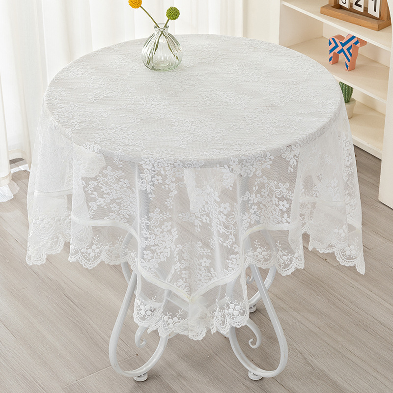 Husă din dantelă pentru măsuța de cafea rotundă, pentru living
