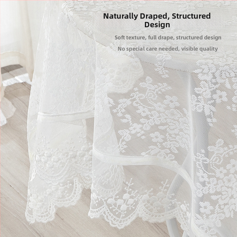 Nerta nėrinių apvali kavos staliuko danga svetainei