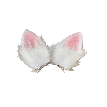 Clamă de păr cu urechi de iepure, stil zână, material pufos, confecționată manual, accesorii pentru cap pentru copii
