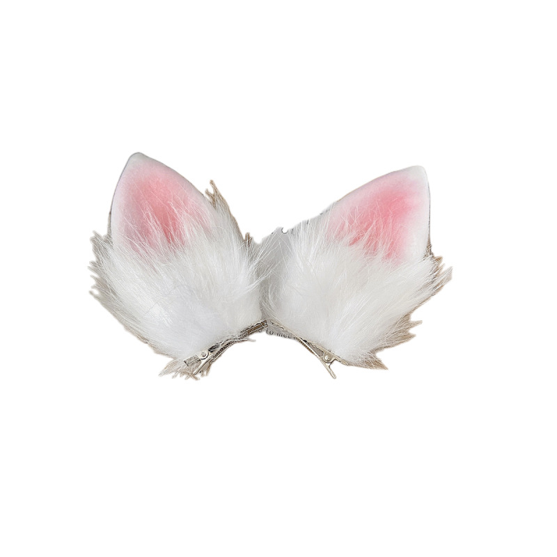 Clamă de păr cu urechi de iepure, stil zână, material pufos, confecționată manual, accesorii pentru cap pentru copii