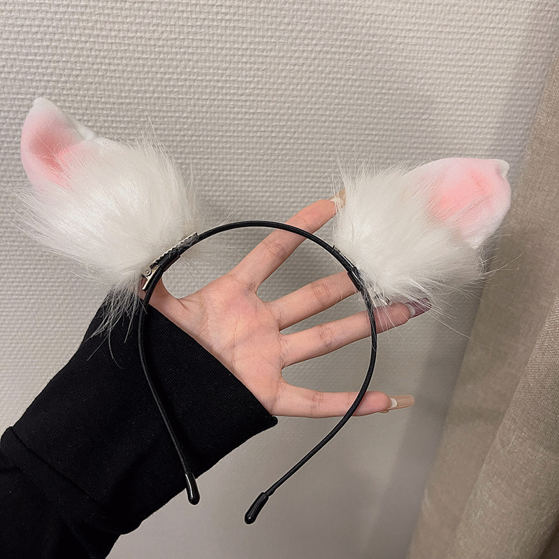 Clamă de păr cu urechi de iepure, stil zână, material pufos, confecționată manual, accesorii pentru cap pentru copii