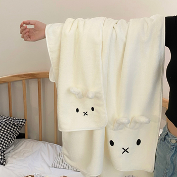 Prosop de baie cu șapcă de uscare a părului, fleece de coral, absorbant, uscare rapidă, 120–140 g, 100D