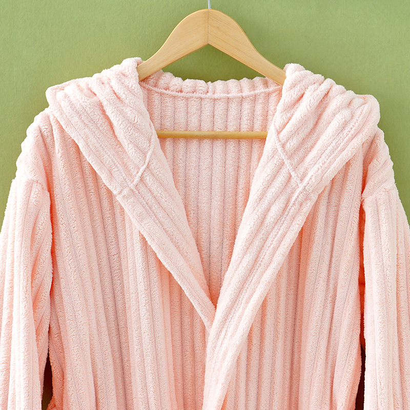 Halat de baie unisex pentru adulți, fleece coral (80% poliester, 725 g, potrivit pentru primăvară)