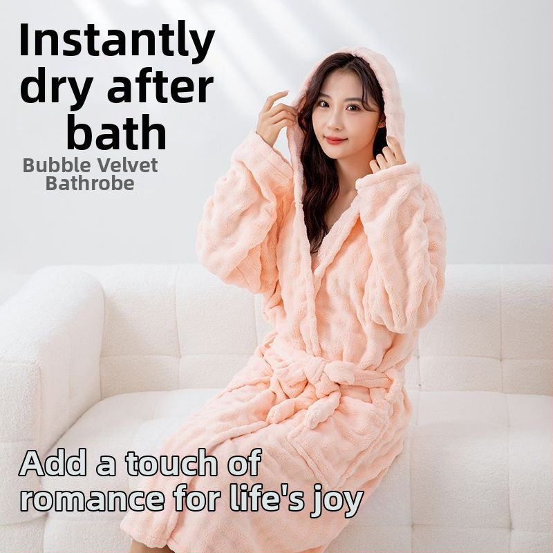 Naistele mõeldud bathrobe – korallfliis, puuvillaseguga kangas, peamine materjal: küülikukarv