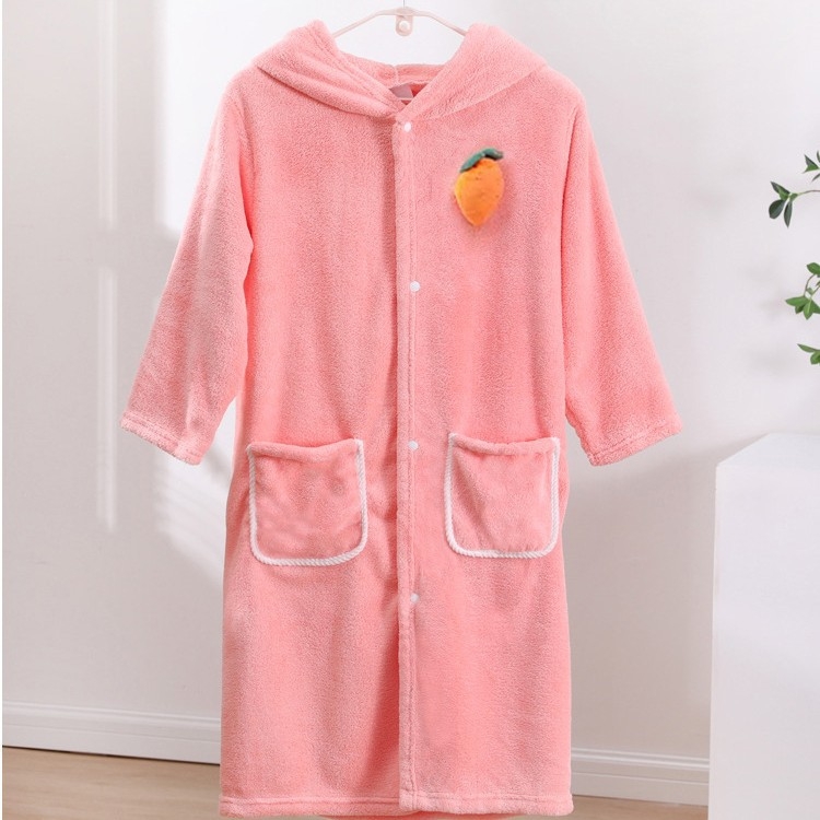 Halat de baie pentru copii din fleece coral, cu glugă-poncho, absorbant și uscare rapidă, pentru iarnă, unisex