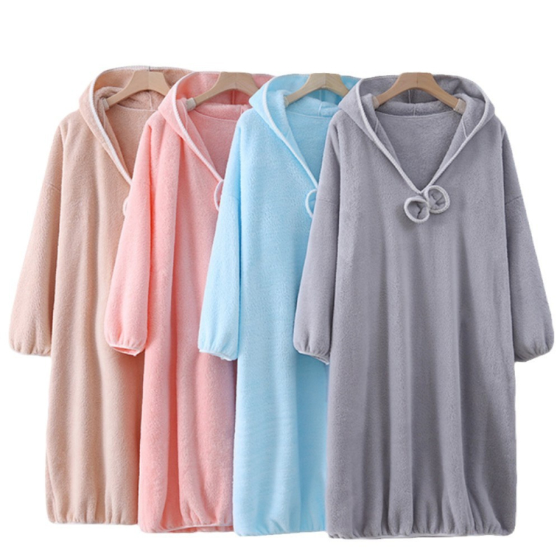 Halat de baie din coral fleece pentru femei, 100% poliester, pentru toamnă