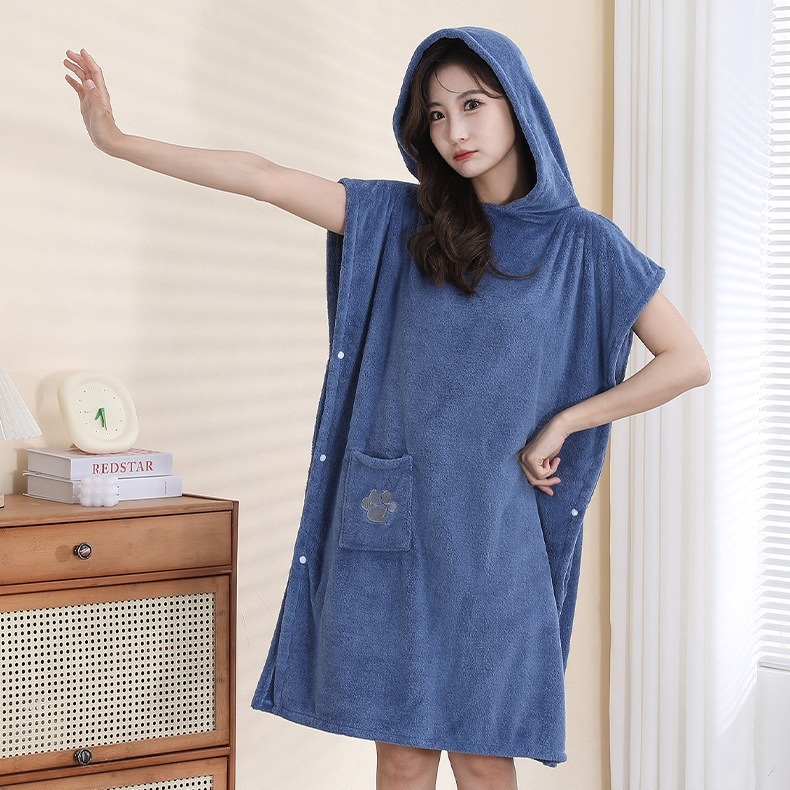 Halat de baie cu glugă din fleece coral, absorbant, uscare rapidă, pentru copii, iarnă, 85% poliester