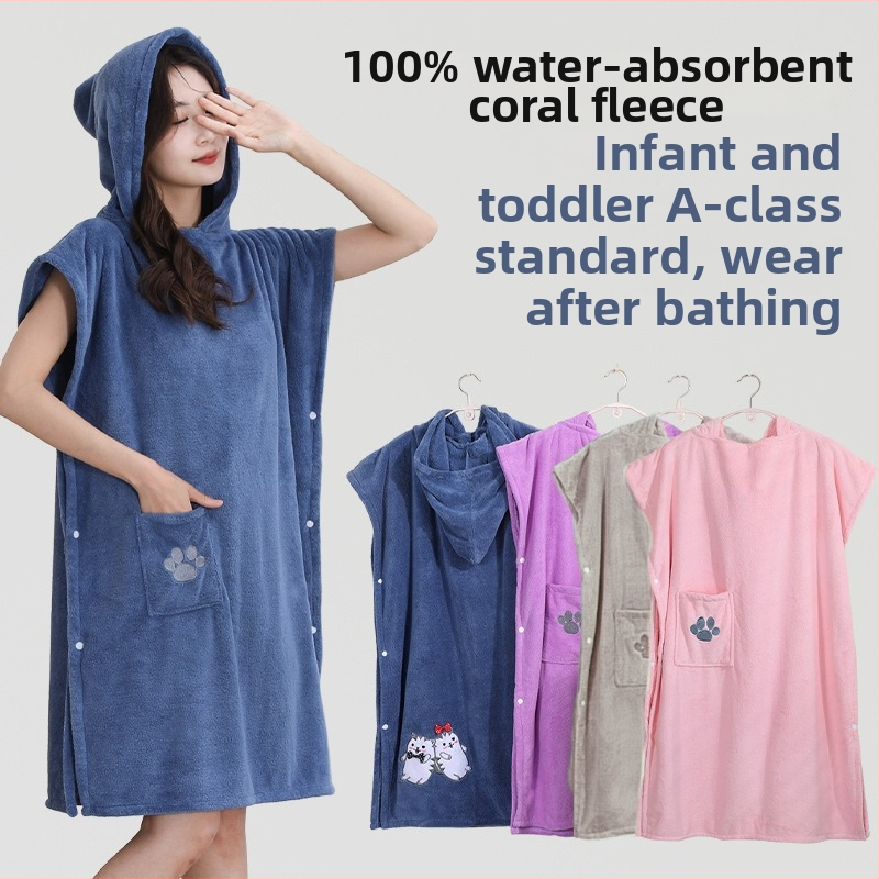 Kaputsiga vannahoidja korallfleksist, imav, kiire kuivatamine, lastele, talv, 85% polüester