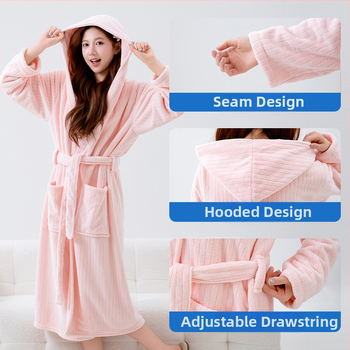 Kapuutsiga vanniriietus, korallfliis, 85% polüester, 420 g, unisex