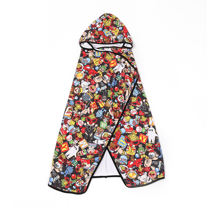 Prosop cu glugă pentru sugari și copii mici, microfibră ultra-absorbentă și foarte moale, imprimeu, fire 16, greutate 50–80 g