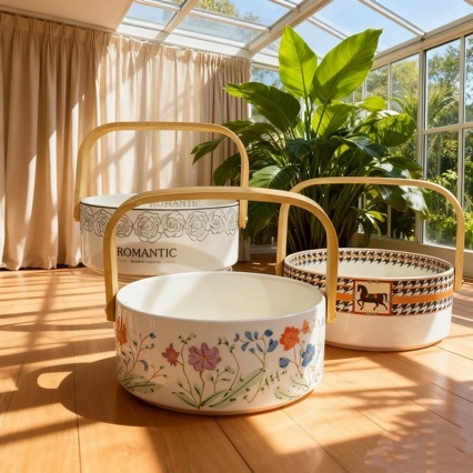 Keramička košara za voće - Su's products, Light Luxury Retro stil, 2025 lansiranje