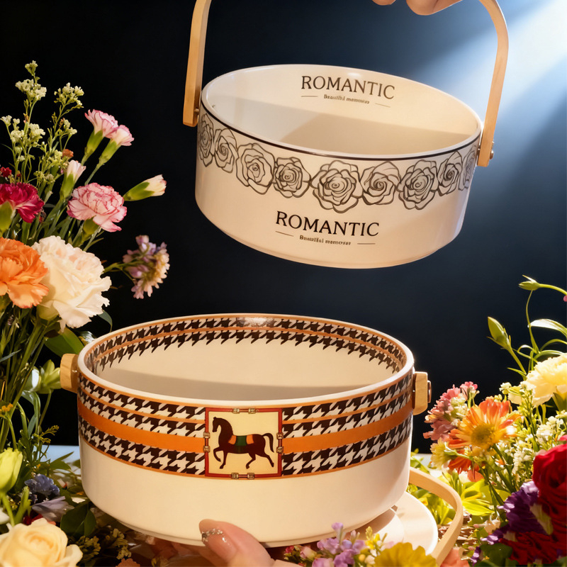Keramička košara za voće - Su's products, Light Luxury Retro stil, 2025 lansiranje