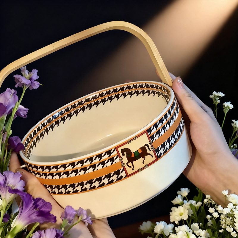 Keramička košara za voće - Su's products, Light Luxury Retro stil, 2025 lansiranje