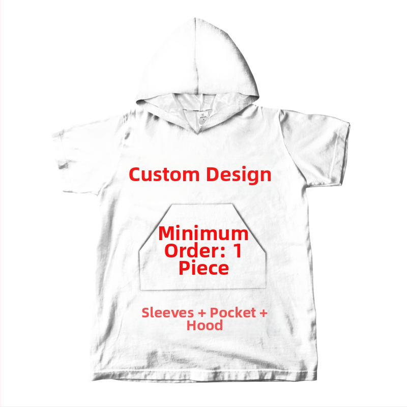 Kapuutsiga käterätik tikitud taskutega, täiskasvanutele ja lastele, superpeen kiud, 200–300 g, niit 60, trükk, kohandatav