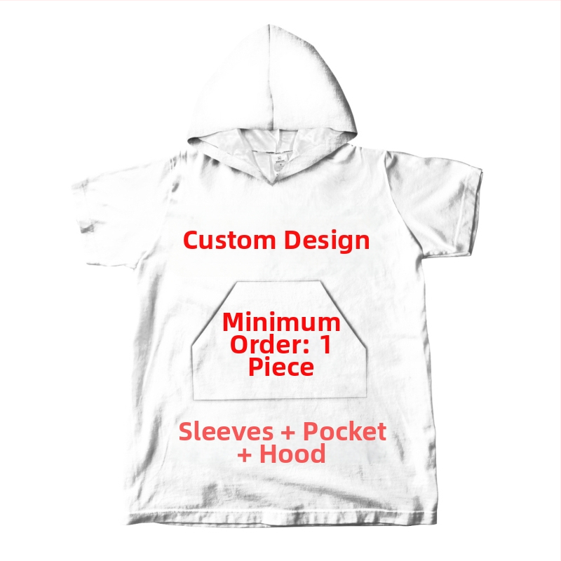 Kapuutsiga käterätik tikitud taskutega, täiskasvanutele ja lastele, superpeen kiud, 200–300 g, niit 60, trükk, kohandatav