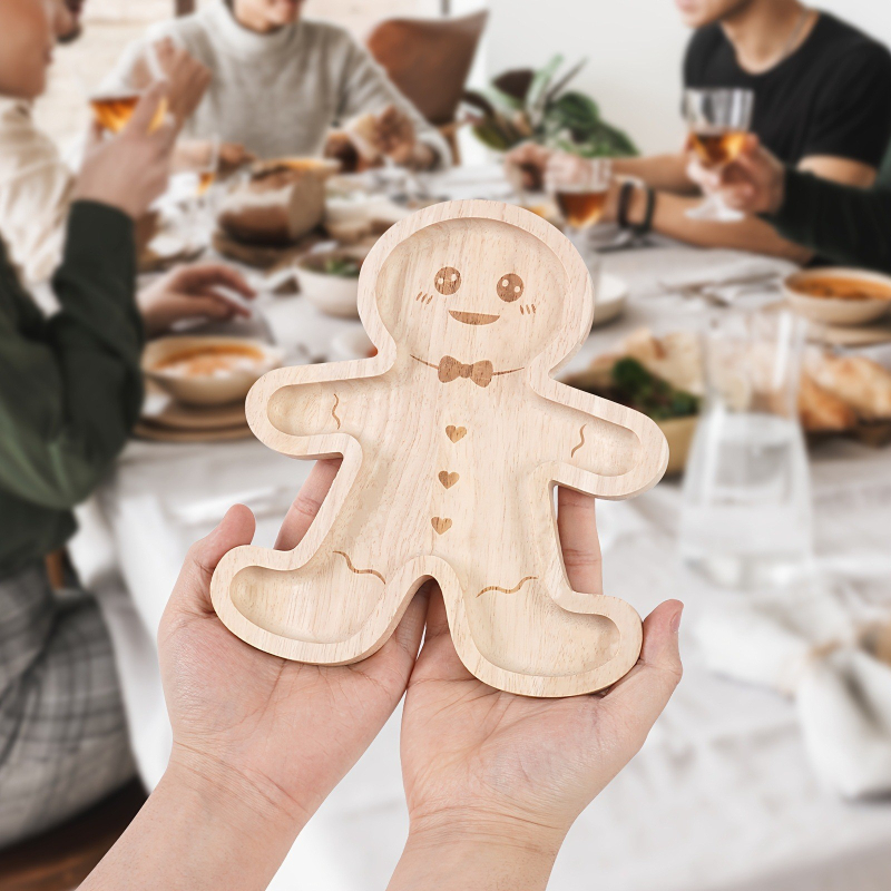 Ξύλινος δίσκος για χριστουγεννιάτικο μπισκότο-άνθρωπος, δημιουργικό σκεύος για ψήσιμο, μοντέρνος μινιμαλισμός, δυνατή εκτύπωση λογότυπου, κυκλοφορία 2025