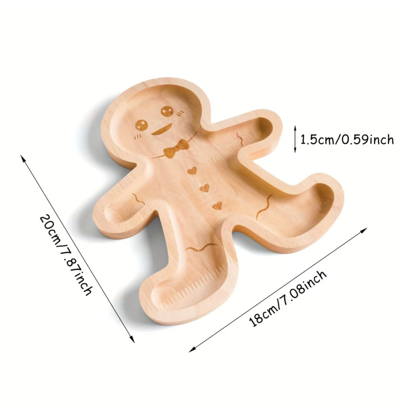 Ξύλινος δίσκος για χριστουγεννιάτικο μπισκότο-άνθρωπος, δημιουργικό σκεύος για ψήσιμο, μοντέρνος μινιμαλισμός, δυνατή εκτύπωση λογότυπου, κυκλοφορία 2025