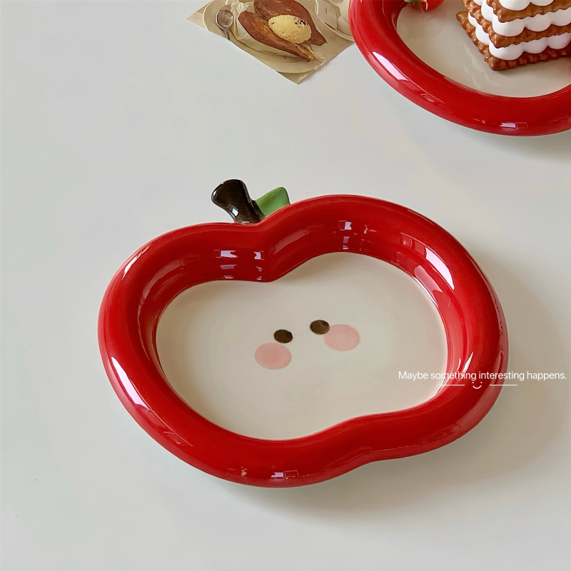 Πορσελάνινο πιάτο με σχέδιο μήλου (ασφαλές για φούρνο μικροκυμάτων; φινίρισμα υπό γλάσο; εκτυπωμένο λογότυπο; καθολική χρήση)