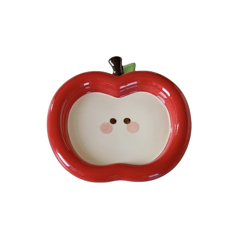 Πορσελάνινο πιάτο με σχέδιο μήλου (ασφαλές για φούρνο μικροκυμάτων; φινίρισμα υπό γλάσο; εκτυπωμένο λογότυπο; καθολική χρήση)