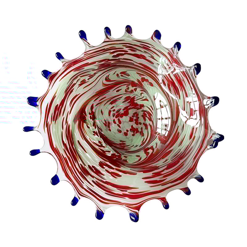 Farfurie din sticlă pentru fructe, adâncă, pentru sufragerie, formă unică, model variat, stil modern minimalist, turnare dintr-un singur pies